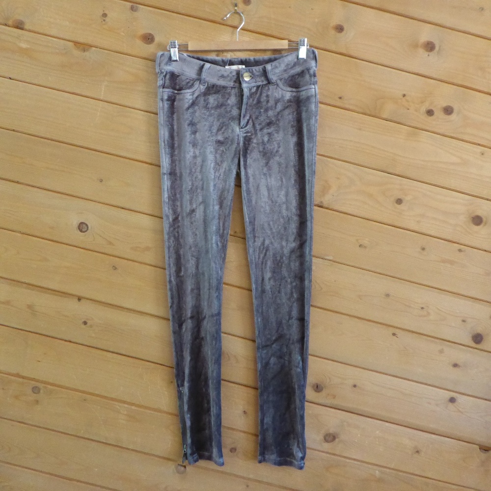 Tulle Anthropologie Brown Gray Taupe Leggings Casual Pants Velvet Velour Size 6
